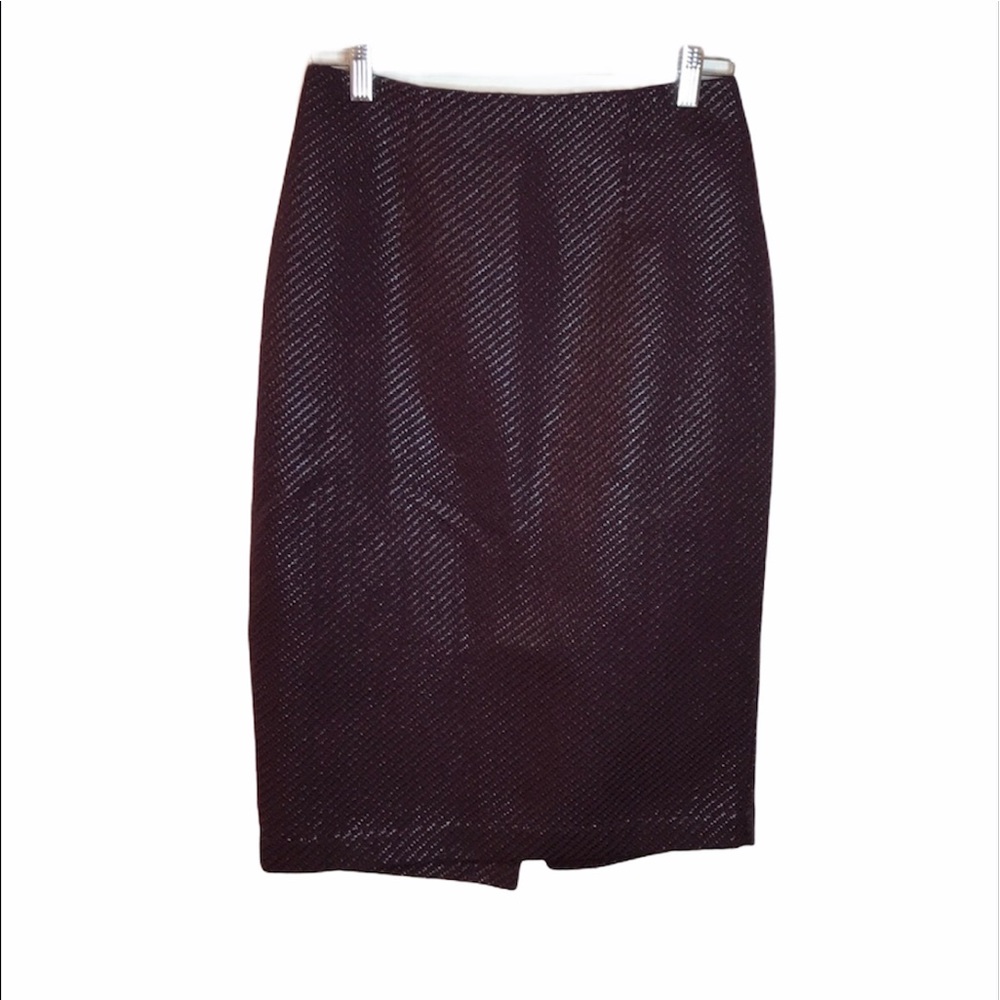 Metallic silver & purple pencil skirt